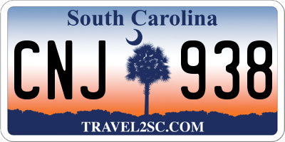 SC license plate CNJ938