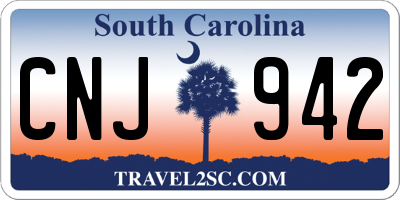 SC license plate CNJ942