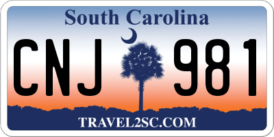 SC license plate CNJ981