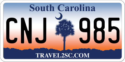 SC license plate CNJ985