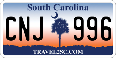SC license plate CNJ996