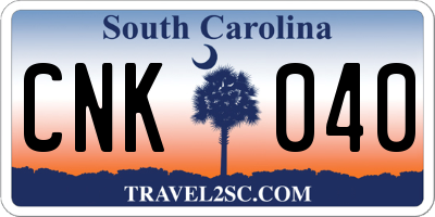 SC license plate CNK040