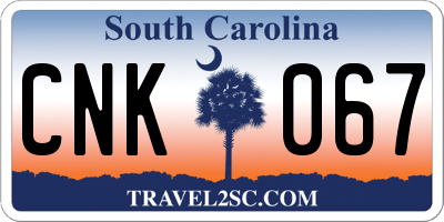 SC license plate CNK067