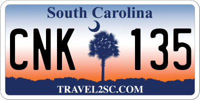 SC license plate CNK135