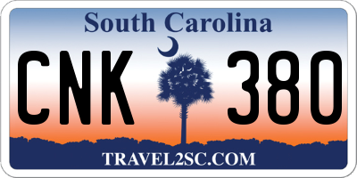 SC license plate CNK380