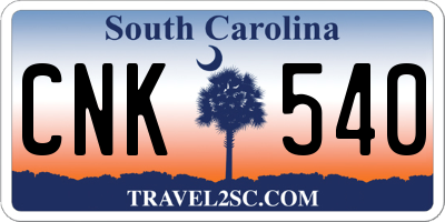 SC license plate CNK540