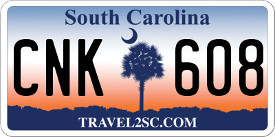 SC license plate CNK608