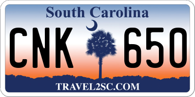 SC license plate CNK650
