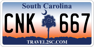 SC license plate CNK667