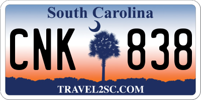 SC license plate CNK838