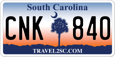 SC license plate CNK840