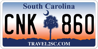 SC license plate CNK860