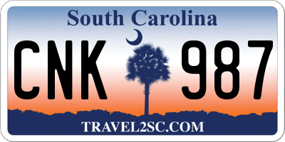 SC license plate CNK987
