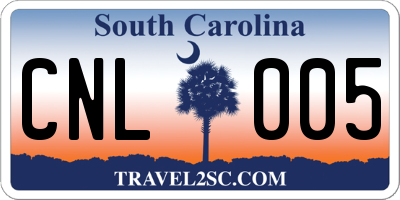 SC license plate CNL005