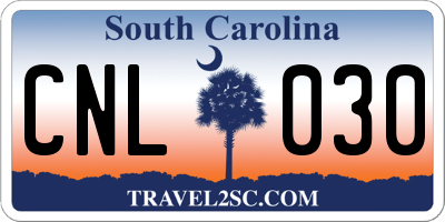 SC license plate CNL030