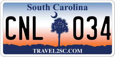 SC license plate CNL034