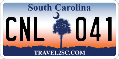 SC license plate CNL041