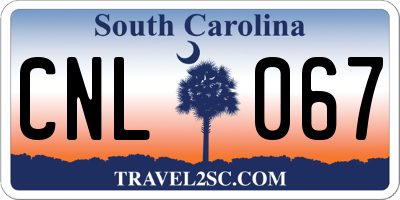 SC license plate CNL067
