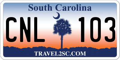 SC license plate CNL103