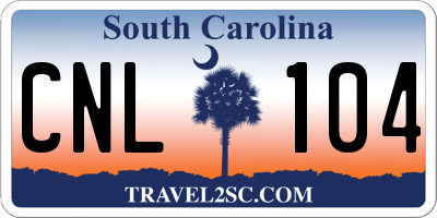 SC license plate CNL104