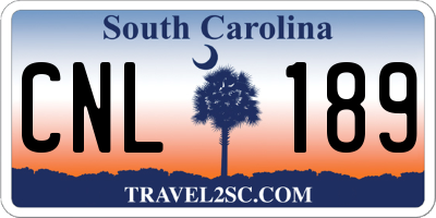 SC license plate CNL189