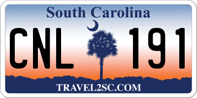 SC license plate CNL191