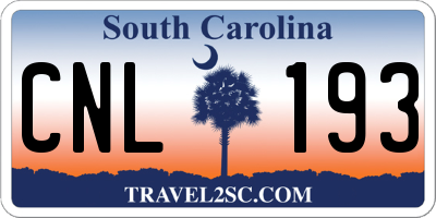 SC license plate CNL193