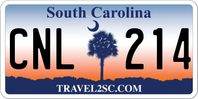 SC license plate CNL214