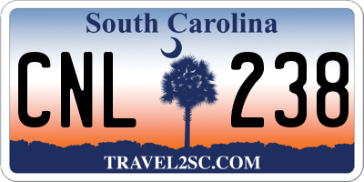 SC license plate CNL238