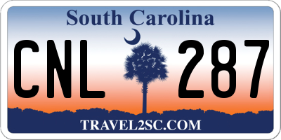 SC license plate CNL287