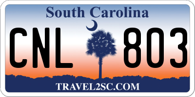 SC license plate CNL803