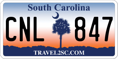 SC license plate CNL847