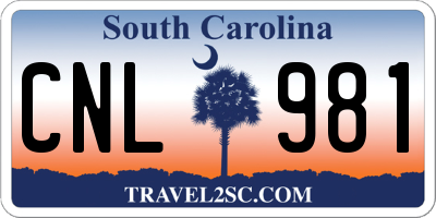 SC license plate CNL981