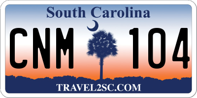 SC license plate CNM104