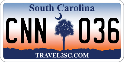 SC license plate CNN036