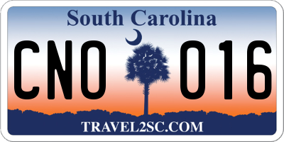 SC license plate CNO016