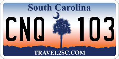 SC license plate CNQ103