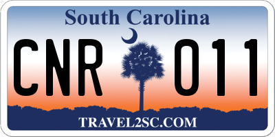 SC license plate CNR011