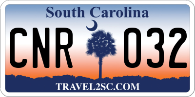 SC license plate CNR032