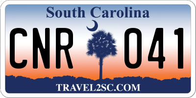 SC license plate CNR041