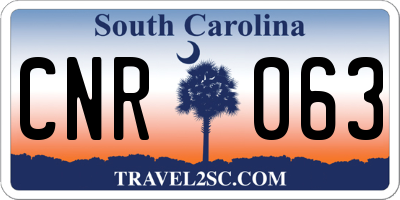 SC license plate CNR063
