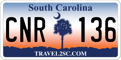 SC license plate CNR136