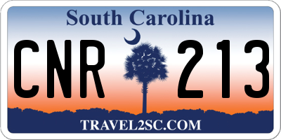 SC license plate CNR213