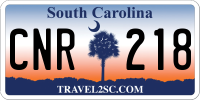 SC license plate CNR218