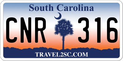 SC license plate CNR316