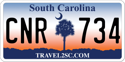 SC license plate CNR734