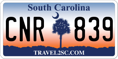 SC license plate CNR839