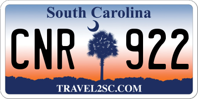SC license plate CNR922