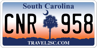 SC license plate CNR958