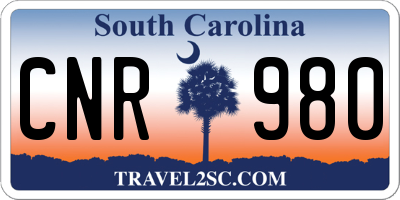 SC license plate CNR980